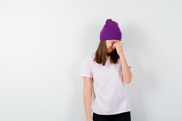 Expressive young woman posing in the studio