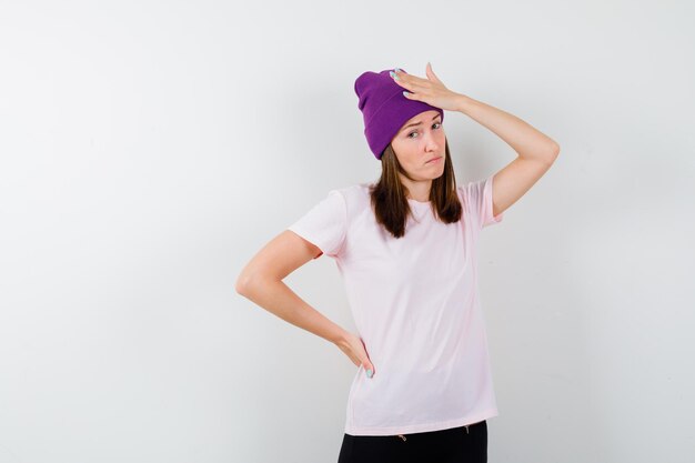 Expressive young woman posing in the studio