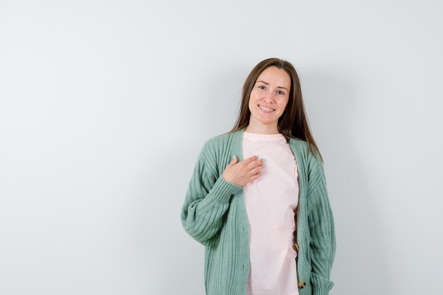 Expressive young woman posing in the studio