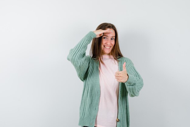 Expressive young woman posing in the studio