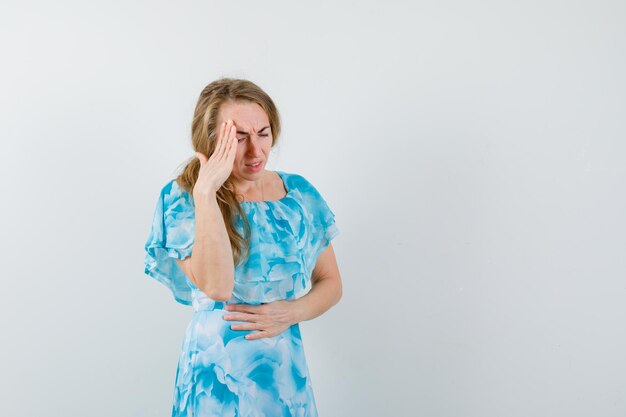 Expressive young woman posing in the studio