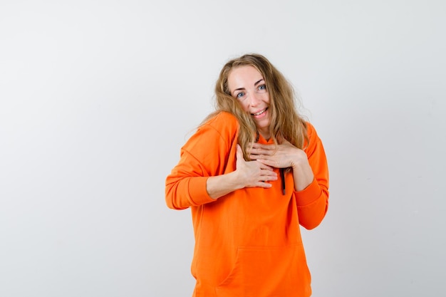 Expressive young woman posing in the studio