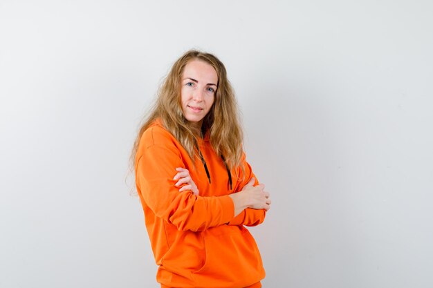 Expressive young woman posing in the studio