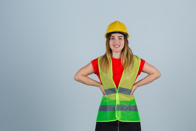 Expressive young woman posing in the studio