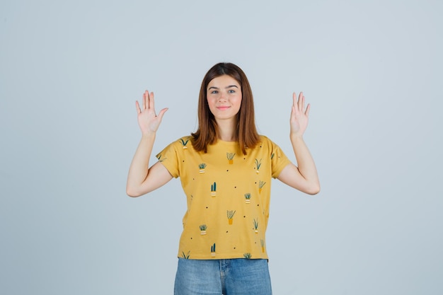 Expressive young woman posing in the studio