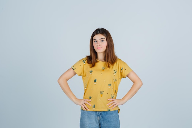 Expressive young woman posing in the studio