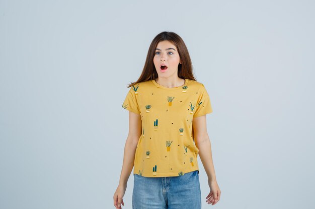 Expressive young woman posing in the studio