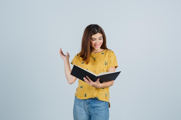 Expressive young woman posing in the studio