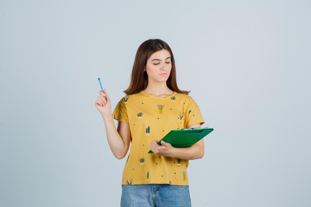 Expressive young woman posing in the studio