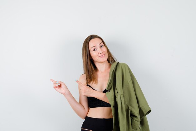 Expressive young woman posing in the studio