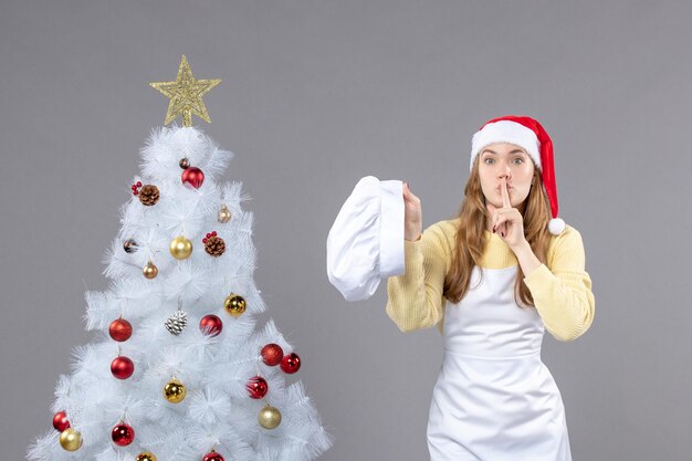 Expressive young woman posing for winter holidays