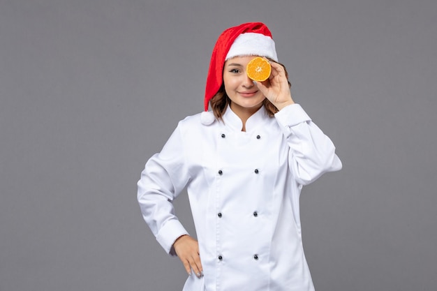 Expressive young woman posing for winter holidays