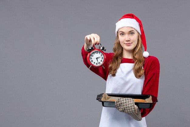 Expressive young woman posing for winter holidays