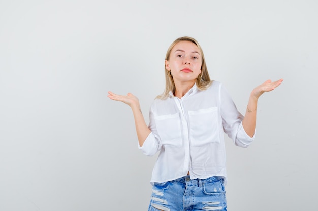 Expressive young woman posing