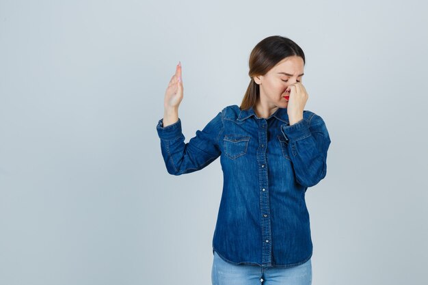 Expressive young woman posing