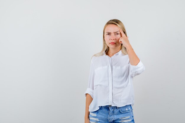 Expressive young woman posing