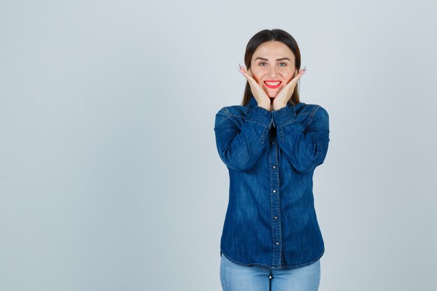 Expressive young woman posing