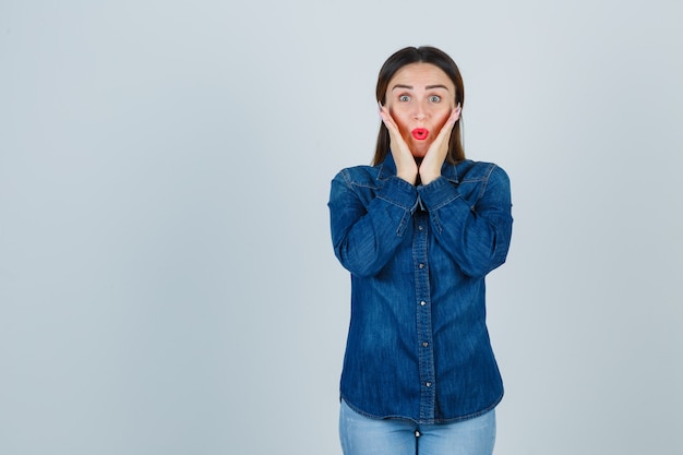 Expressive young woman posing