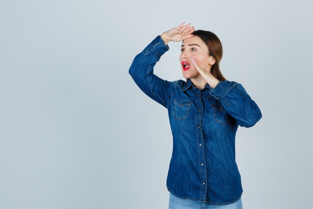 Expressive young woman posing