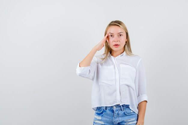 Expressive young woman posing