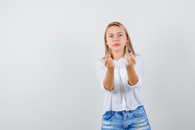 Expressive young woman posing