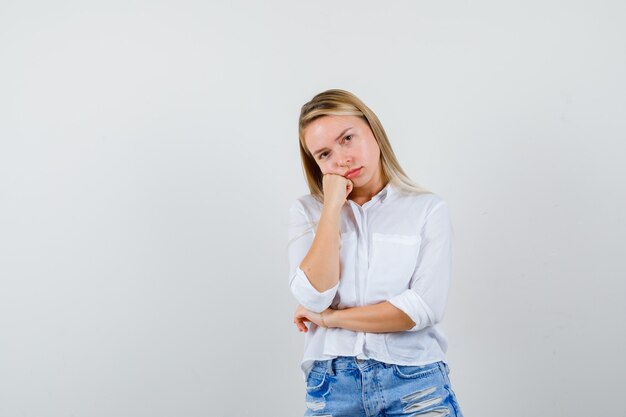 Expressive young woman posing