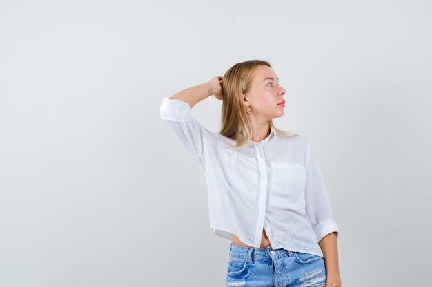 Expressive young woman posing