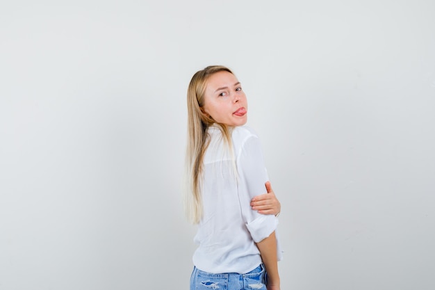 Expressive young woman posing