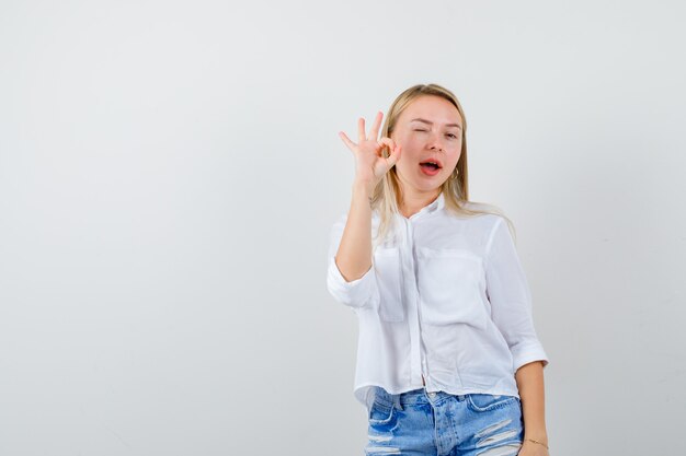 Expressive young woman posing