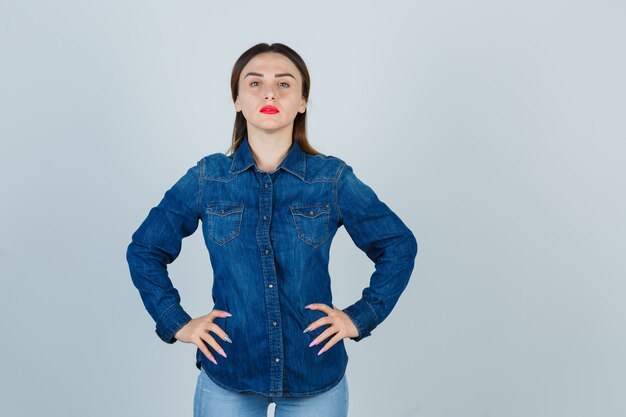 Expressive young woman posing