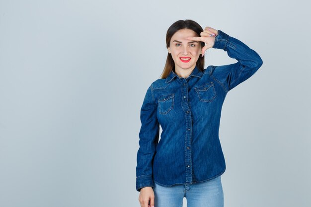 Expressive young woman posing