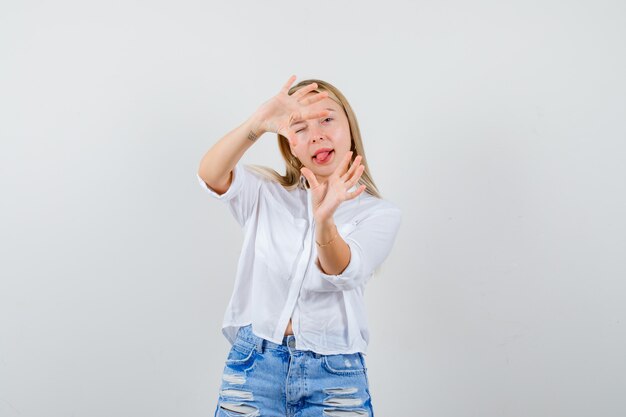 Expressive young woman posing