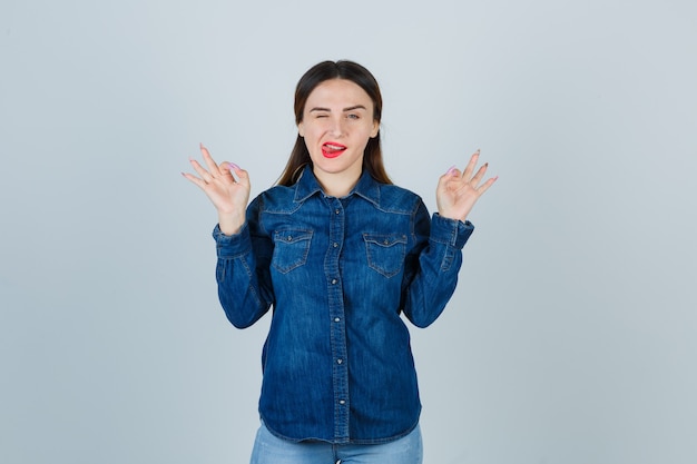 Expressive young woman posing