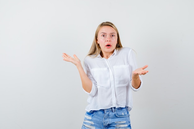 Expressive young woman posing