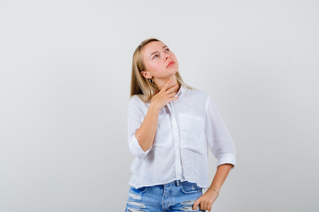 Expressive young woman posing