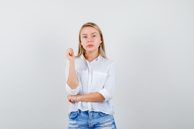 Expressive young woman posing