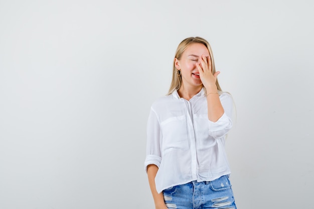 Expressive young woman posing