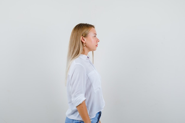 Expressive young woman posing