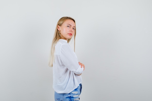 Expressive young woman posing