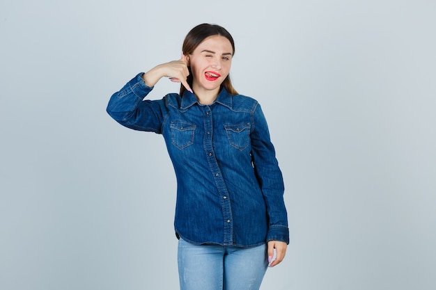 Expressive young woman posing