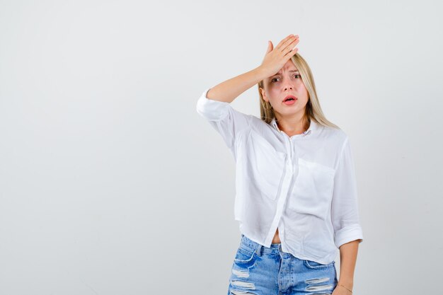 Expressive young woman posing