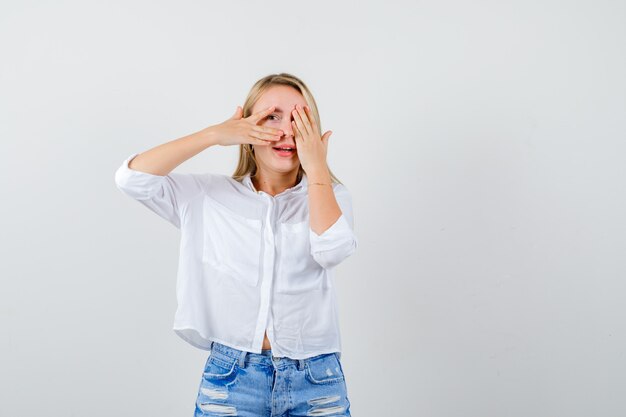 Expressive young woman posing