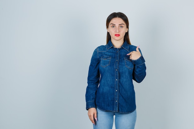 Expressive young woman posing