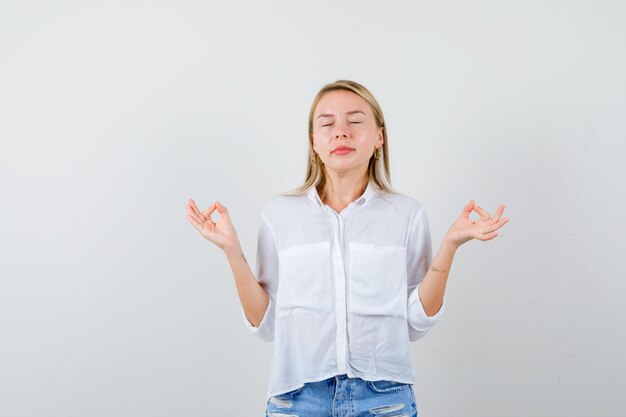 Expressive young woman posing