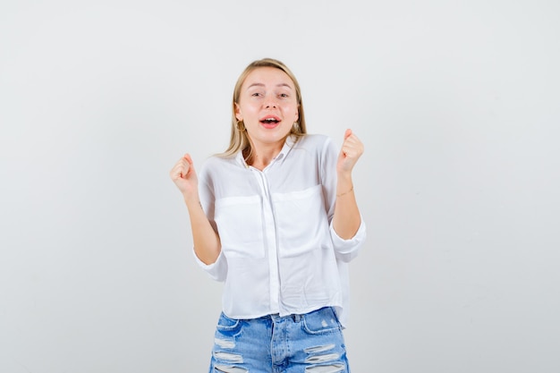 Expressive young woman posing