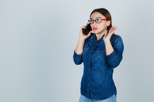 Expressive young woman posing