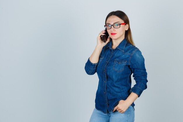 Expressive young woman posing