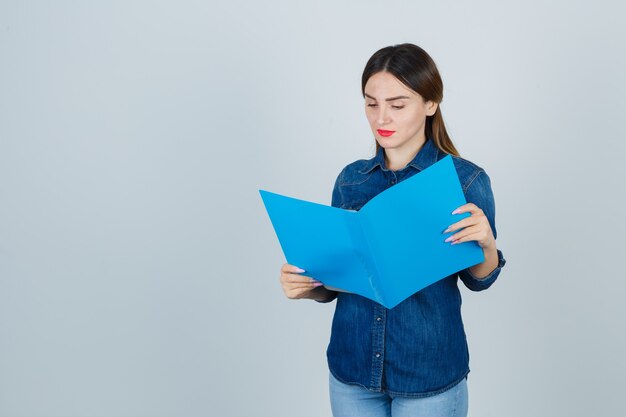 Expressive young woman posing