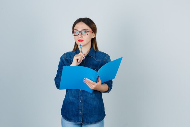 Expressive young woman posing