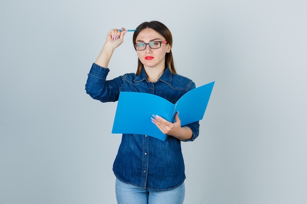 Expressive young woman posing